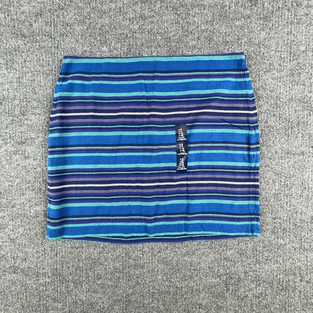 Gap Skirt Womens 6 Blue Striped Cotton Pencil Mini Lined Back Zip Casual